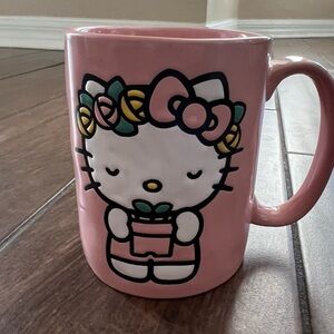 Hello Kitty Flowerpot Pink Ceramic Mug 17 oz